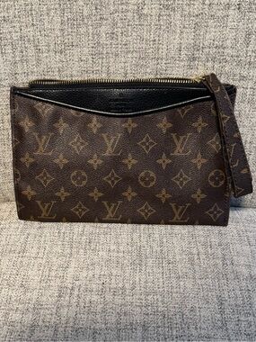 L V Brown Monogram Wristlet